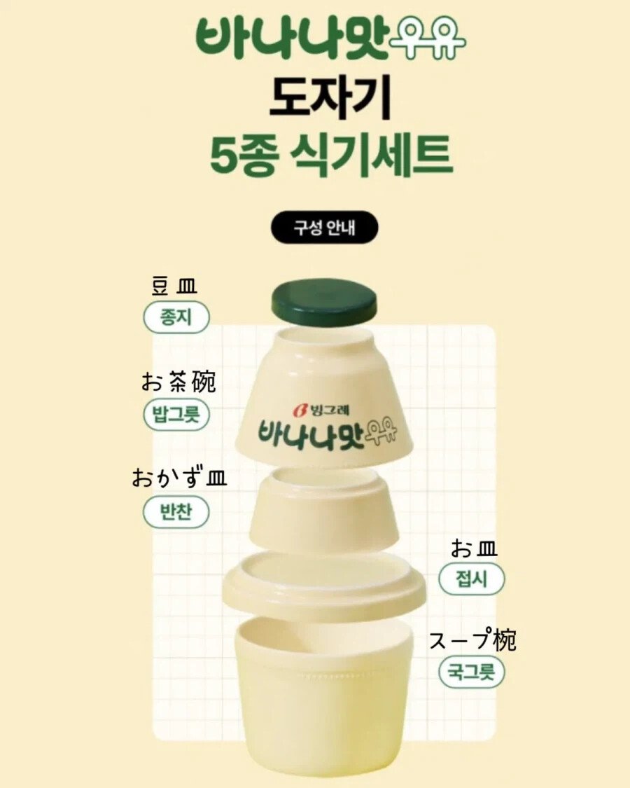 바나나맛 우유 식기 세트.jpg