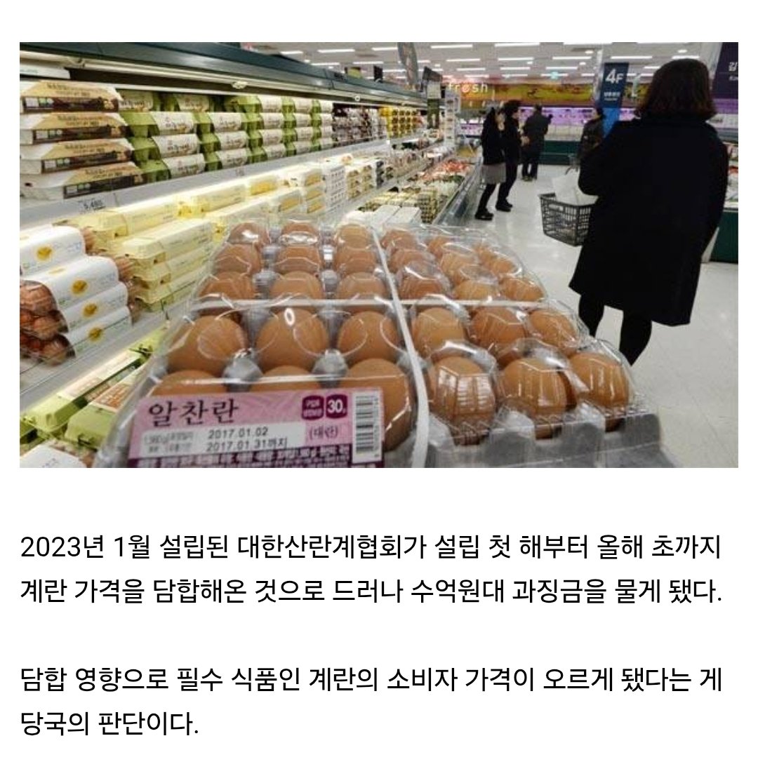 계란값 오른 이유 있었다…'가격담합' 혐의 산란계협회 제재