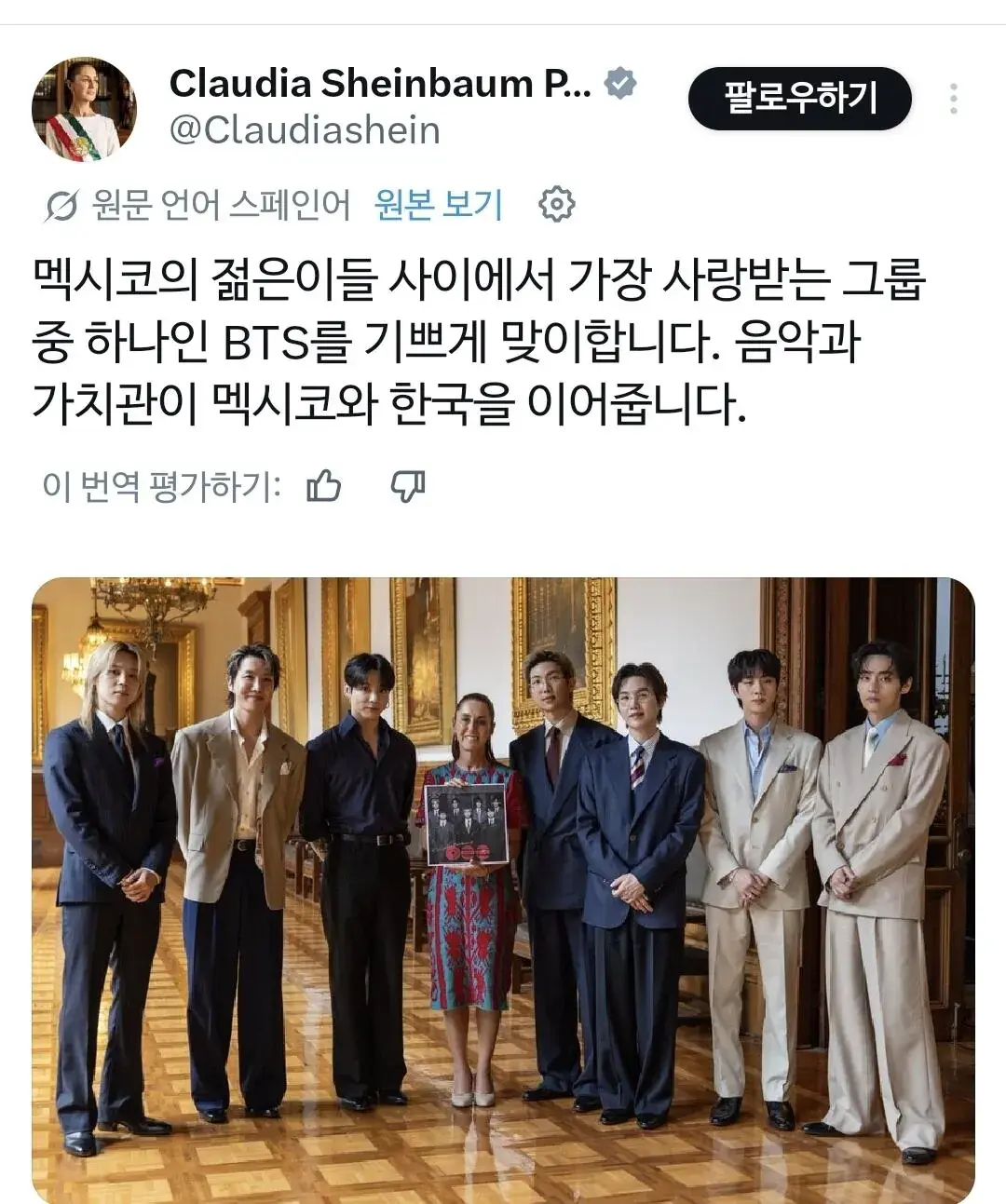 멕시코 궁전에 BTS를 보러 온 엄청난 환영인파